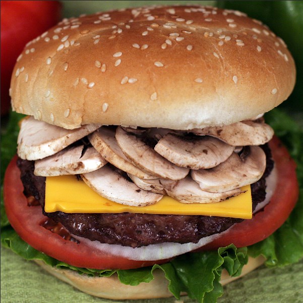 Order Mushroom Cheeseburger food online from Dejavu Cafe store, Isla Vista on bringmethat.com