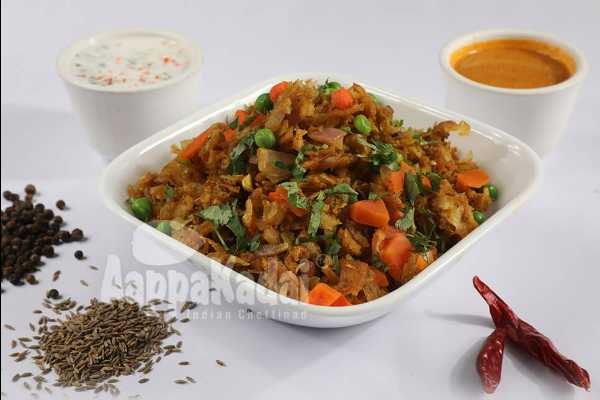 Order VEG. KOTHU PARATHA food online from Aappakadai store, Santa Clara on bringmethat.com