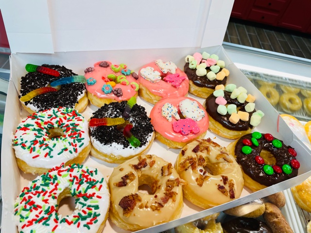 Order Candy Topped Donut and Maple Bacon  food online from U.S. DONUTS store, Cordova on bringmethat.com