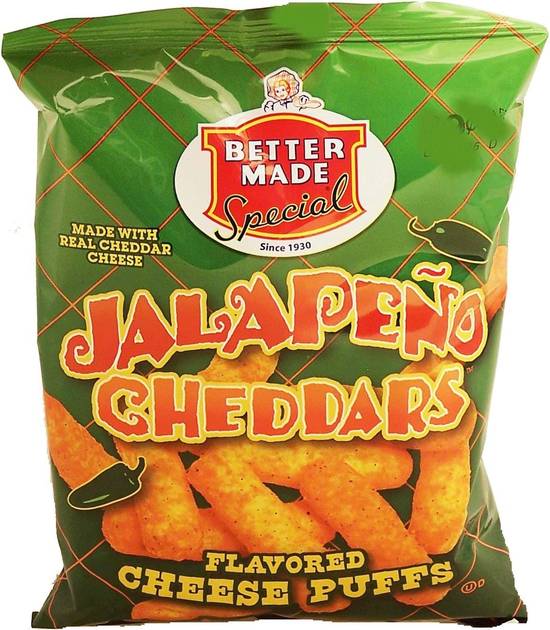 Order Better Made jalapeno cheddars flavored cheese puffs food online from Exxon Food Mart store, Port Huron on bringmethat.com