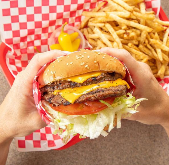 Order Double Cheeseburger food online from Dino Chicken & Burgers store, Azusa on bringmethat.com