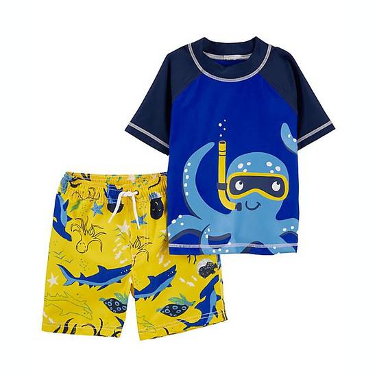 Order carter's® Size 6M 2-Piece Octopus Rashguard Top and Trunk Set in Blue food online from Bed Bath & Beyond store, Lancaster on bringmethat.com