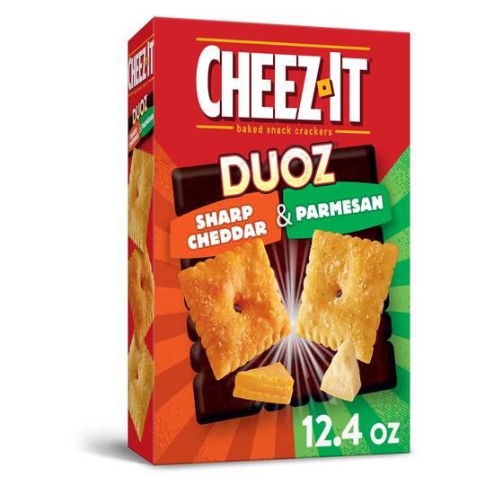 Order Cheez-It Baked Snack Crackers Duoz Sharp Cheddar & Parmesan (12.4 oz) food online from Rite Aid store, Eugene on bringmethat.com