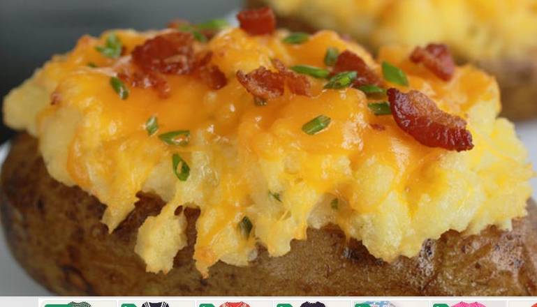 Order Cheddar and Bacon Baked Potato food online from Jubilee Juice store, Chicago on bringmethat.com