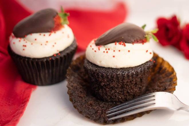 Order Chocolate Strawberry (FLAVOR OF THE MONTH)X2 food online from Cupcakin’ Bake Shop store, Berkeley on bringmethat.com