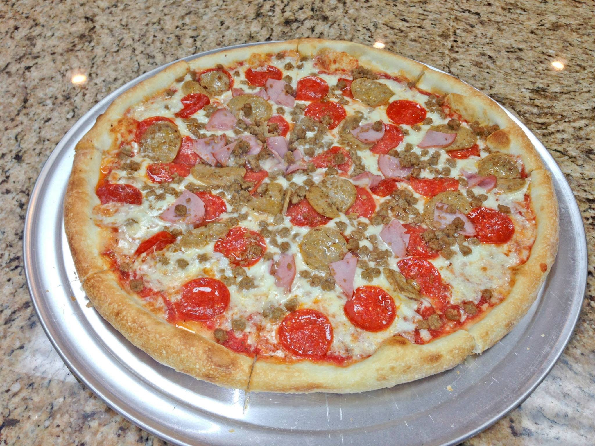 Order Meat Lover's Pizza - Small 12'' (8 Slices) food online from Grandma's NY Pizza store, Suwanee on bringmethat.com