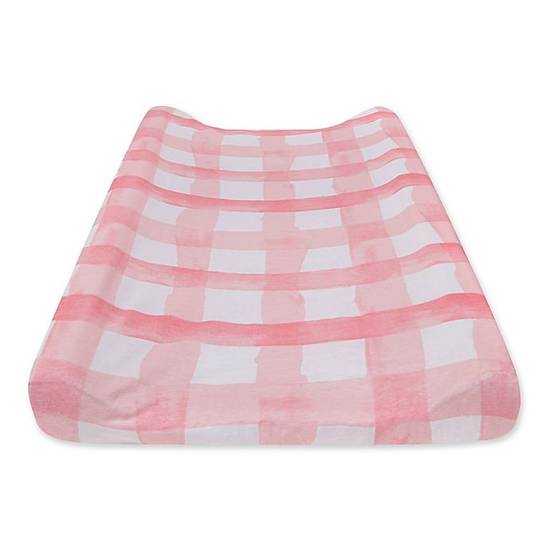 Order Burt's Bees Baby® Watercolor Buffalo Check Changing Pad Cover in Blossom food online from buybuy BABY store, Elk Grove on bringmethat.com