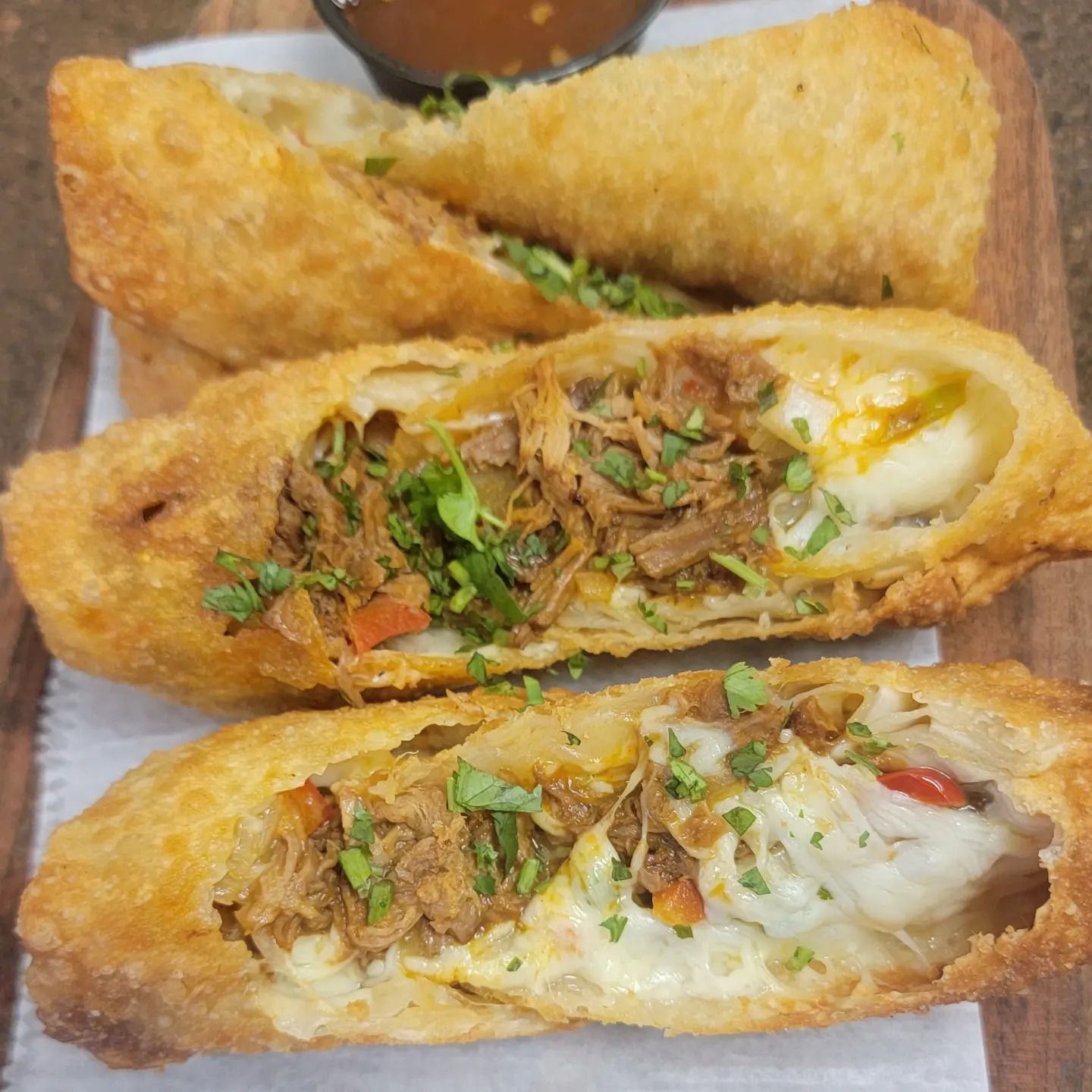 Order 3 Piece Birria Eggroll  food online from Bucci's Deli and Pizzeria store, Everett on bringmethat.com