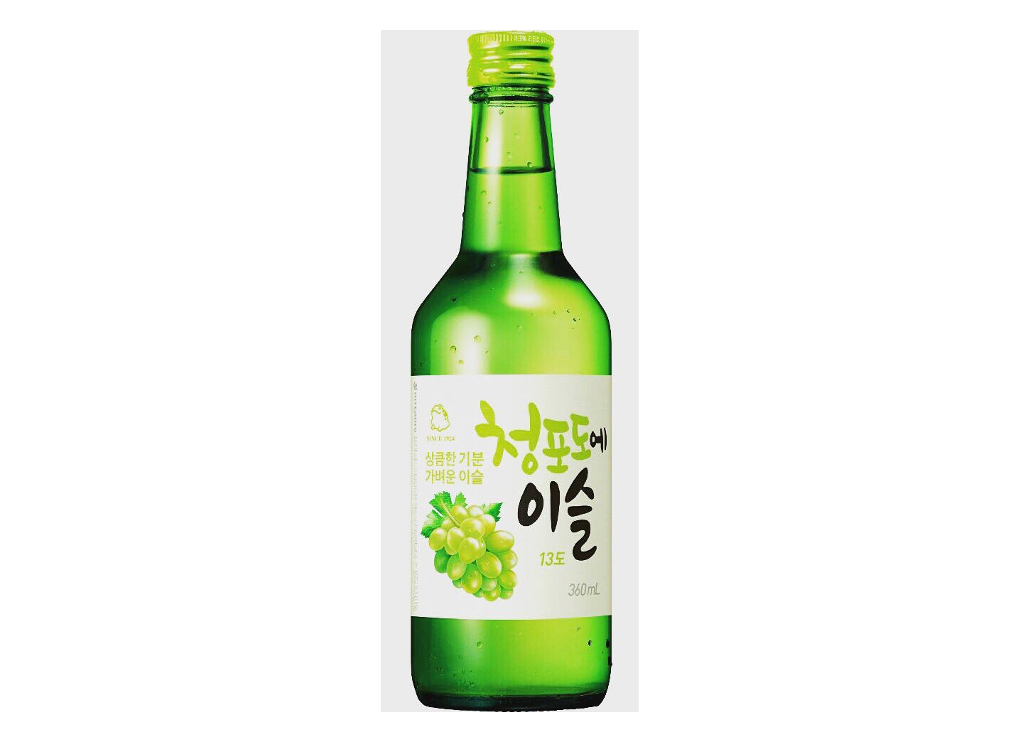 Order V-3B. Green Grapes Soju (청포도소주/绿葡萄味的烧酒) food online from Restaurant Namsan store, Los Angeles on bringmethat.com
