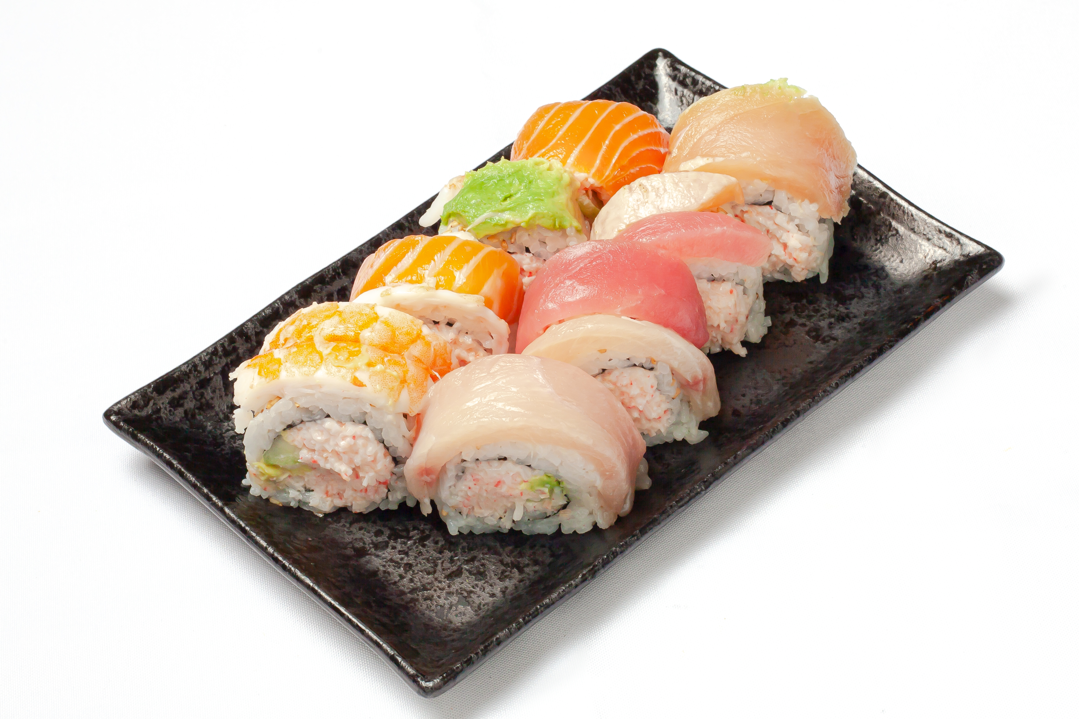 Order Rainbow Roll food online from The Backhouse store, Los Angeles on bringmethat.com