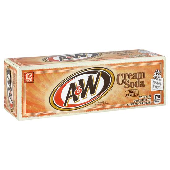Order A & W Cream Soda Cans 12 fl oz (12 oz x 12 ct) food online from Rite Aid store, MONROEVILLE on bringmethat.com