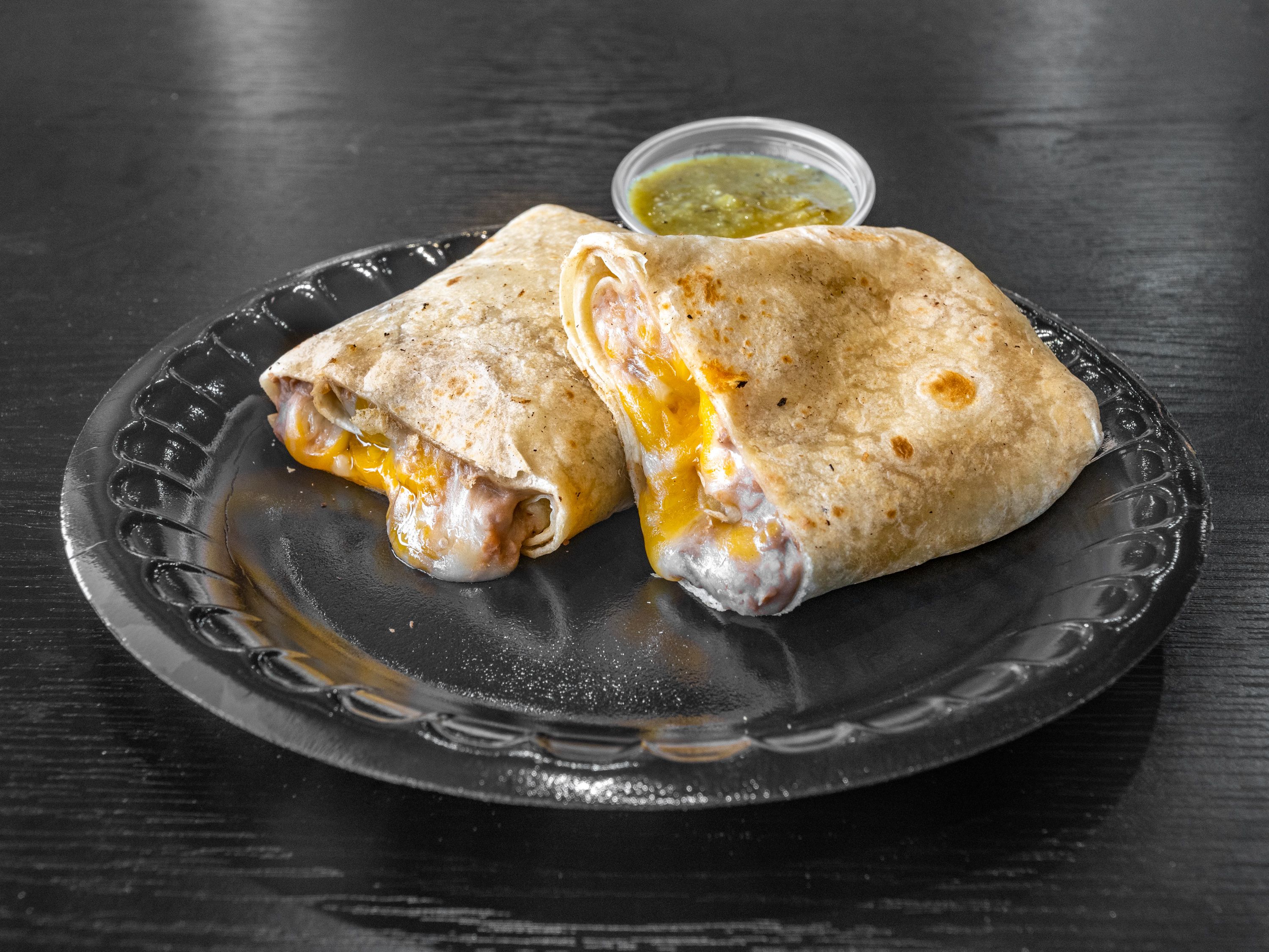 Order Bean and Cheese Burrito food online from Tom's Tailgate store, La Mirada on bringmethat.com