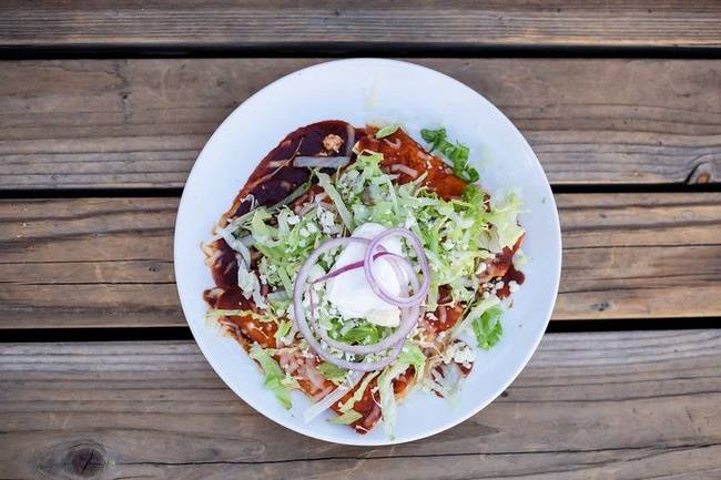 Order Enchiladas Rojas food online from Tacos & Mas store, Tempe on bringmethat.com