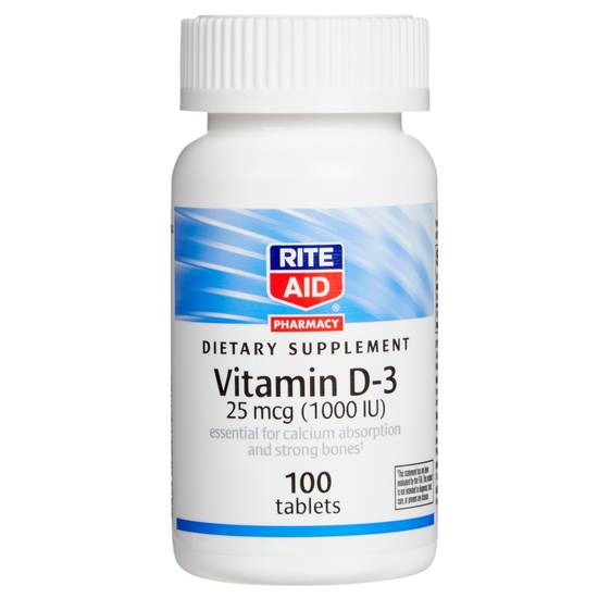 Order Rite Aid Vitamin D3 Tablets 25mcg (100 ct) food online from Rite Aid store, Palm Desert on bringmethat.com