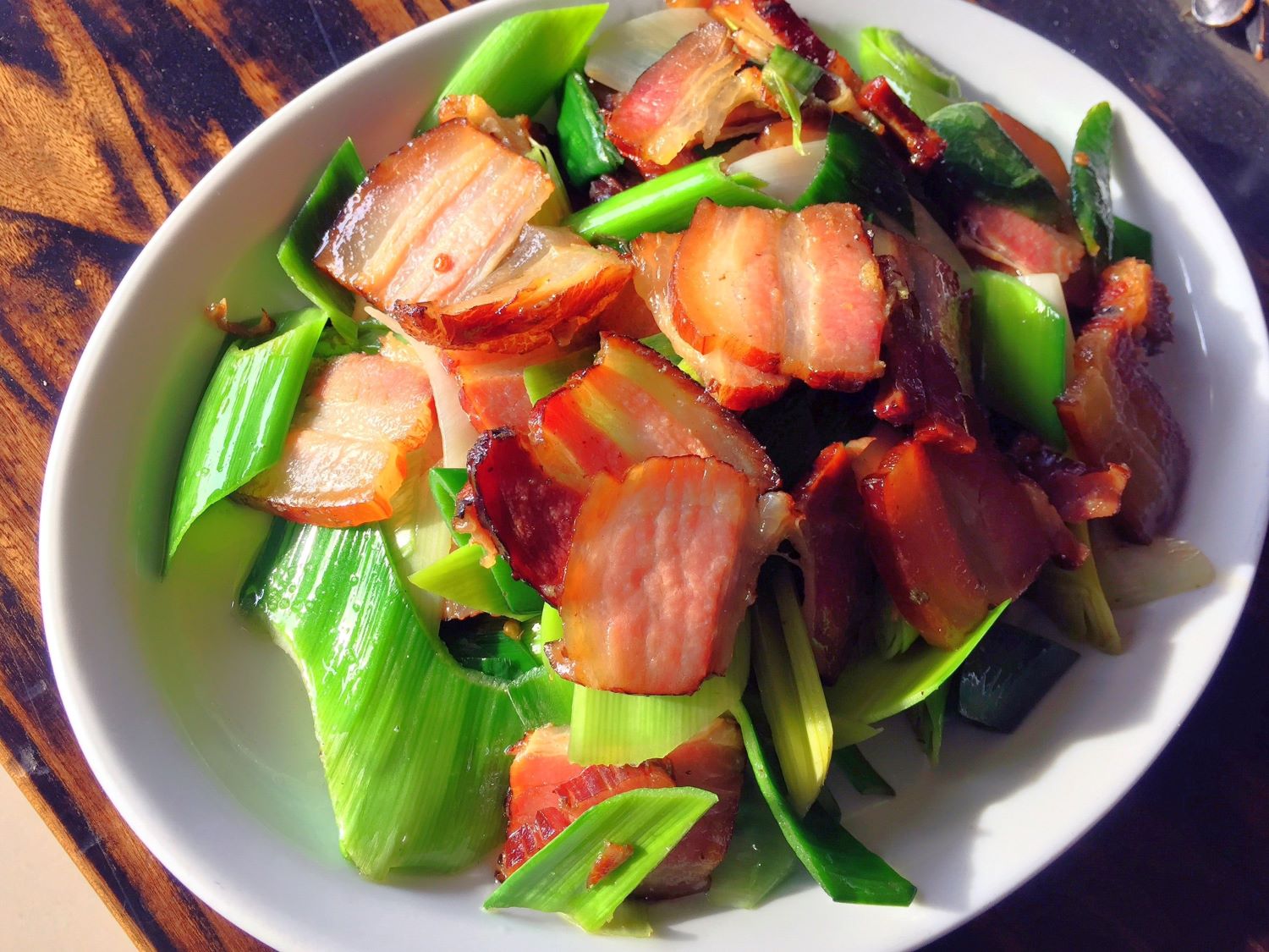 Order Smoked Pork Belly with Leeks 青蒜炒腊肉  food online from Chengdu House store, Valley Village on bringmethat.com