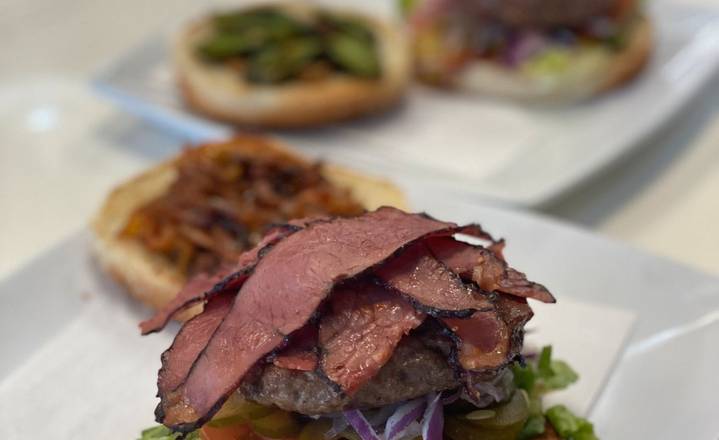 Order Pastrami Burger food online from Schnitzly store, Los Angeles on bringmethat.com