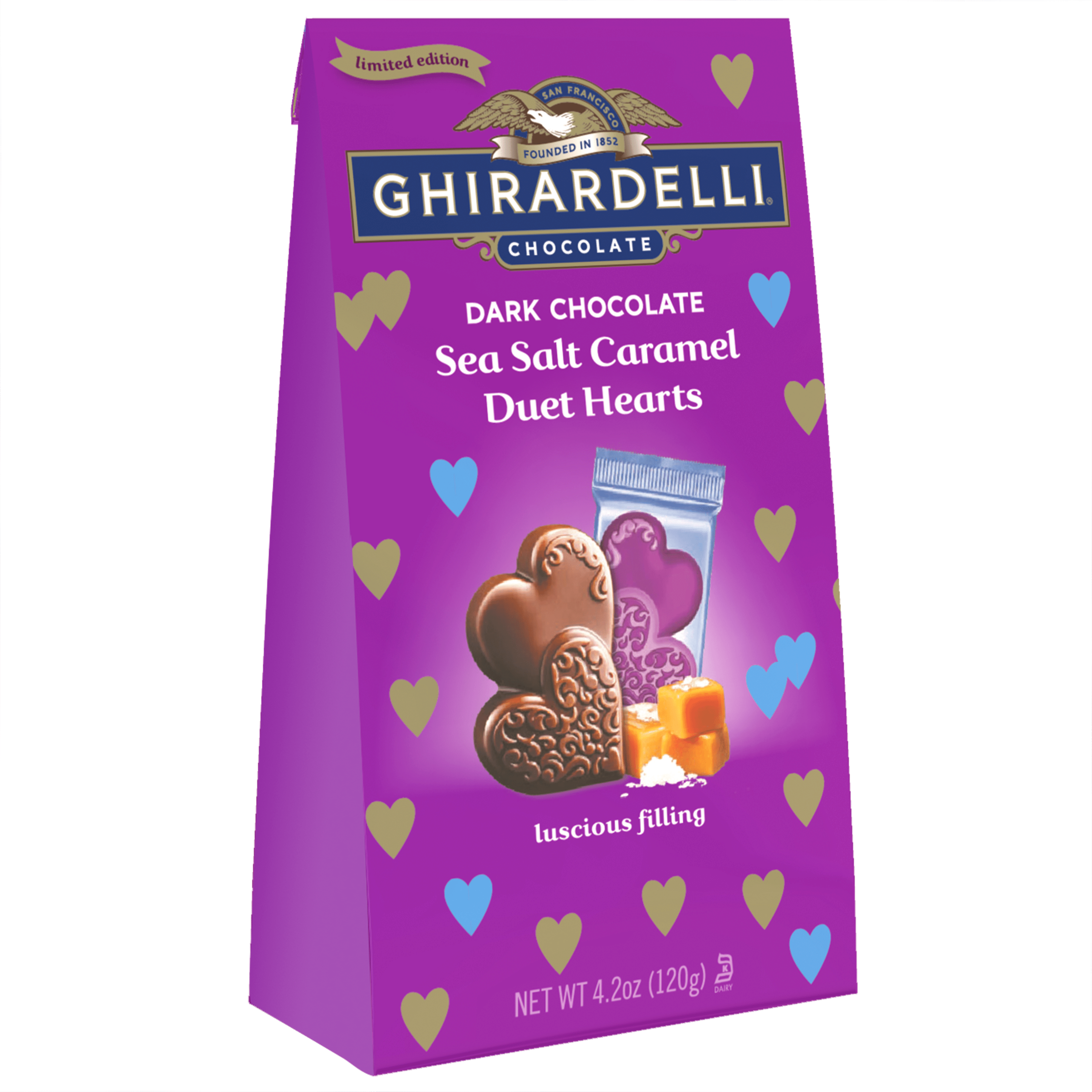 Order Ghirardelli Dark Chocolate Sea Salt Caramel Hearts - 4.2 oz food online from Rite Aid store, MILLER PLACE on bringmethat.com
