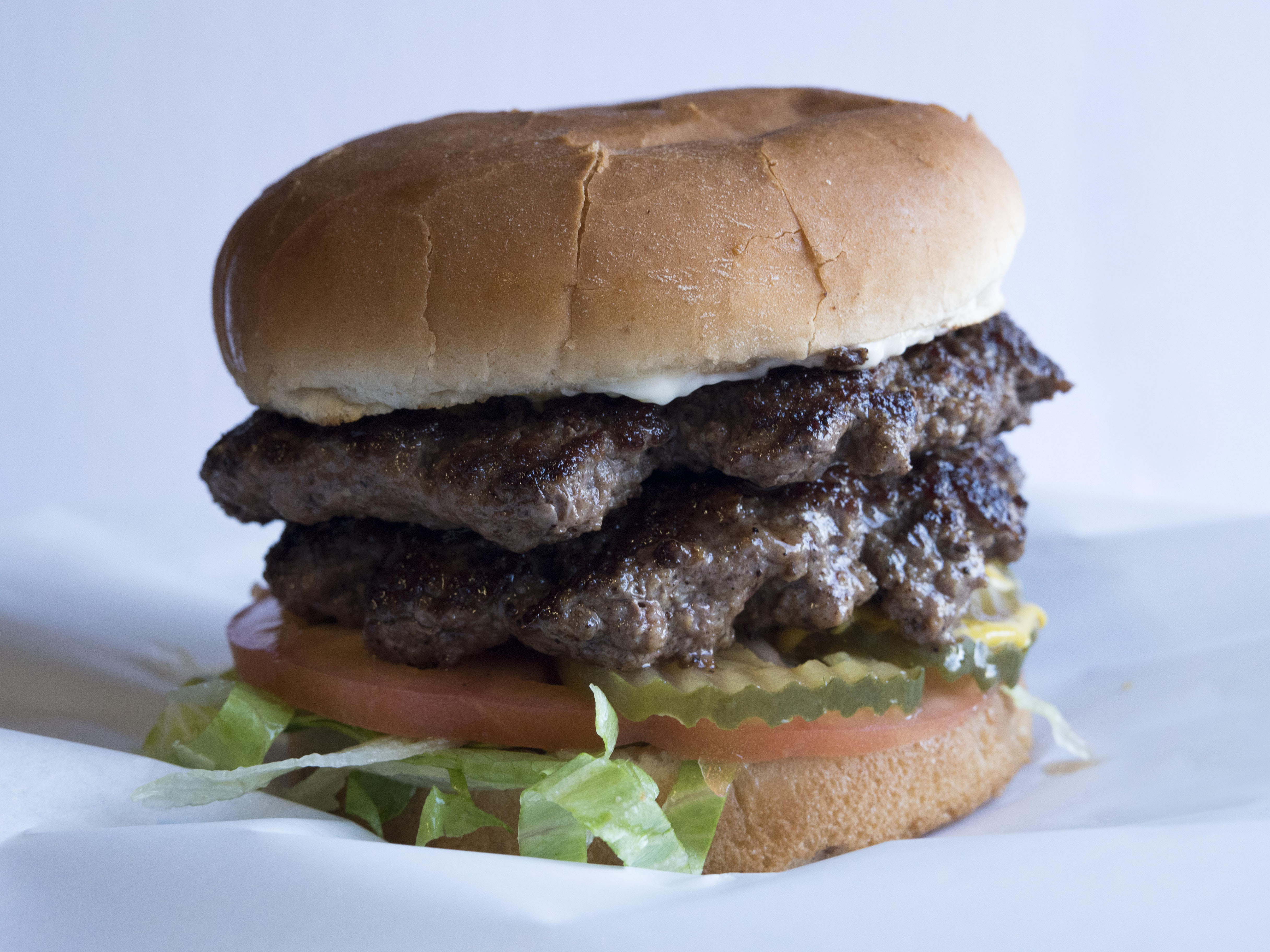 Order 1 lb. Double Master Burger food online from Master Burger store, Los Angeles on bringmethat.com