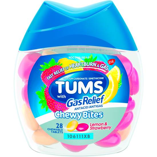 Order Tums Chewable Antacid Tablets Lemon and Strawberry (28 ct) food online from Rite Aid store, Mount Vernon on bringmethat.com