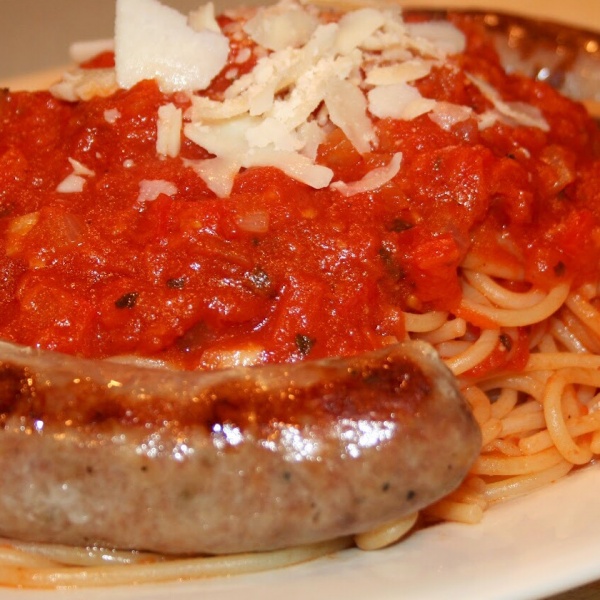 Order Spaghetti with 2 Sausage food online from Ameci Pizza store, Fillmore on bringmethat.com