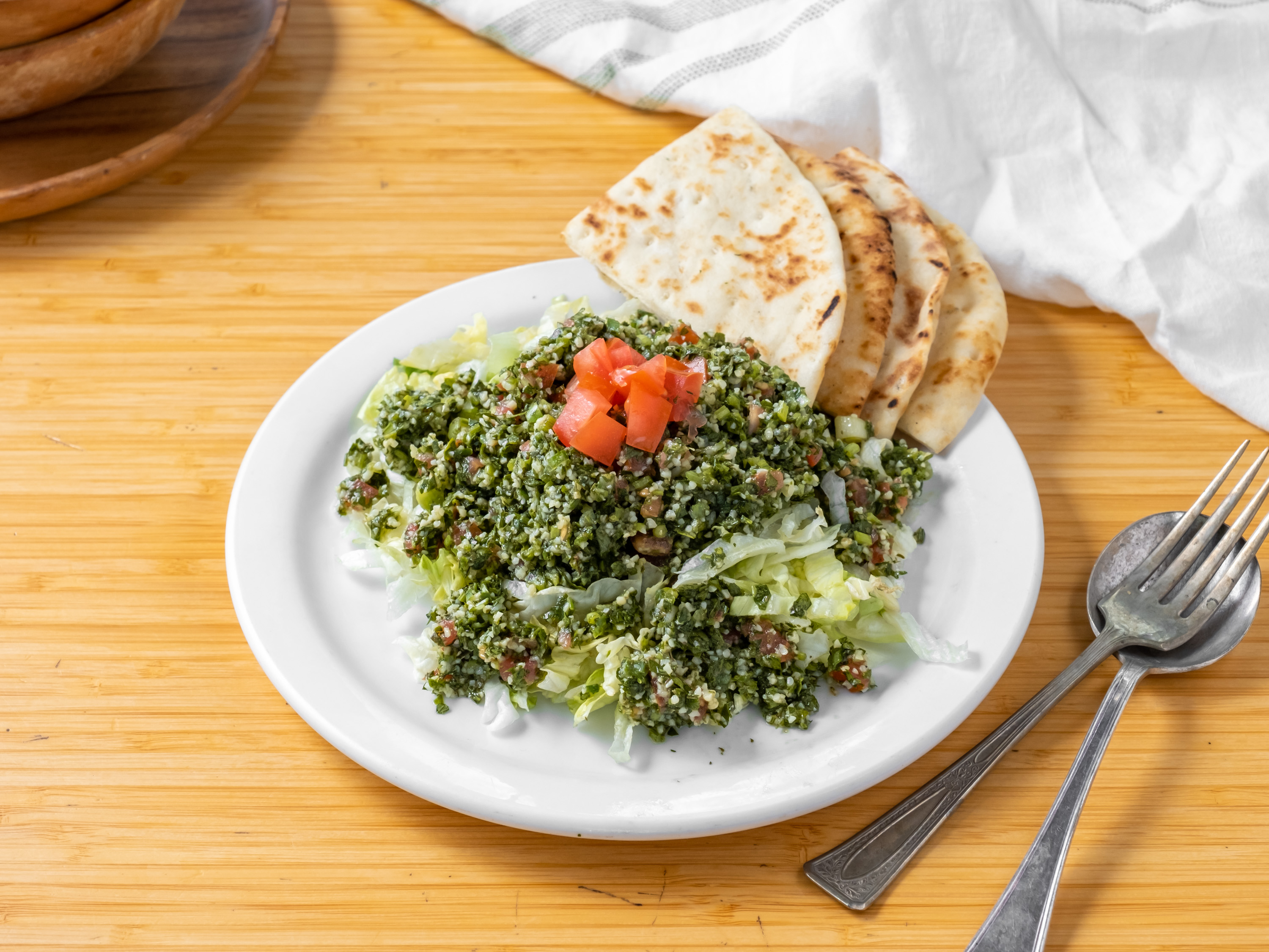 Order Tabbouli Salad and Pita  food online from The Sultan Cafe store, Portland on bringmethat.com