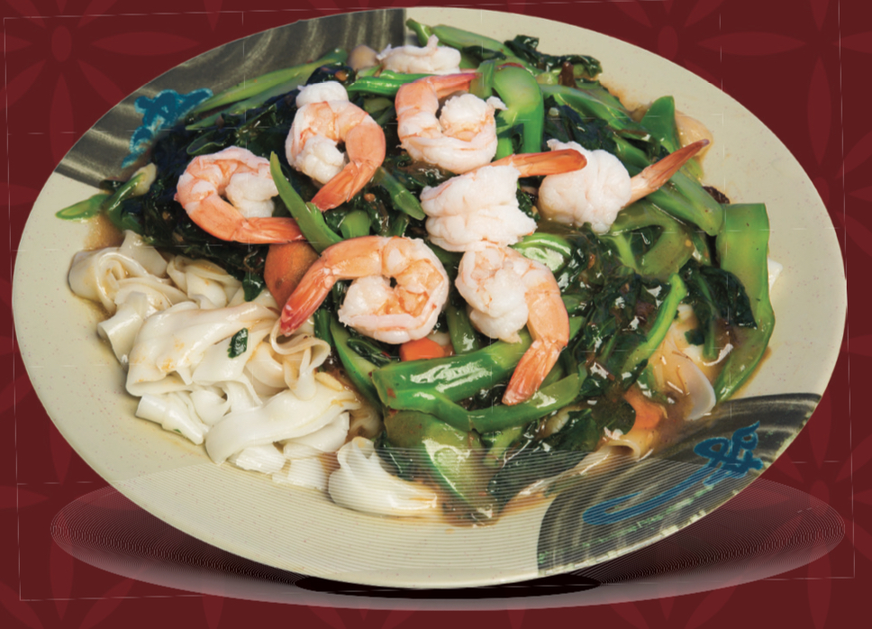Order 57. Shrimp Cai-Lan Chow Fun food online from Kim Chuy Restaurant store, Los Angeles on bringmethat.com