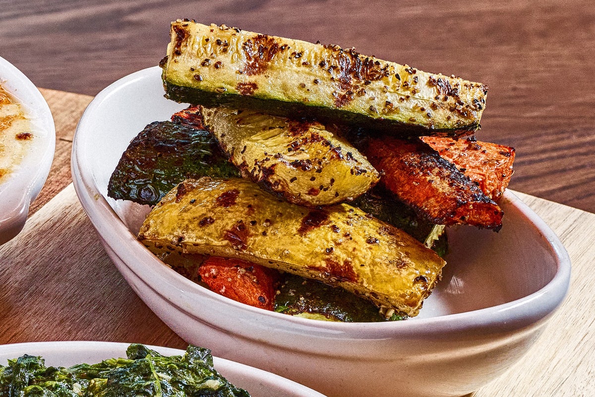 Order Thick-cut Chargrilled Vegetables | GF, VE, VG food online from Perry Steakhouse & Grille store, Oak Brook on bringmethat.com