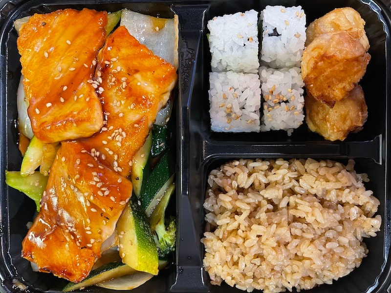 Order Teriyaki Salmon Bento food online from Ginza Grill store, North Charleston on bringmethat.com
