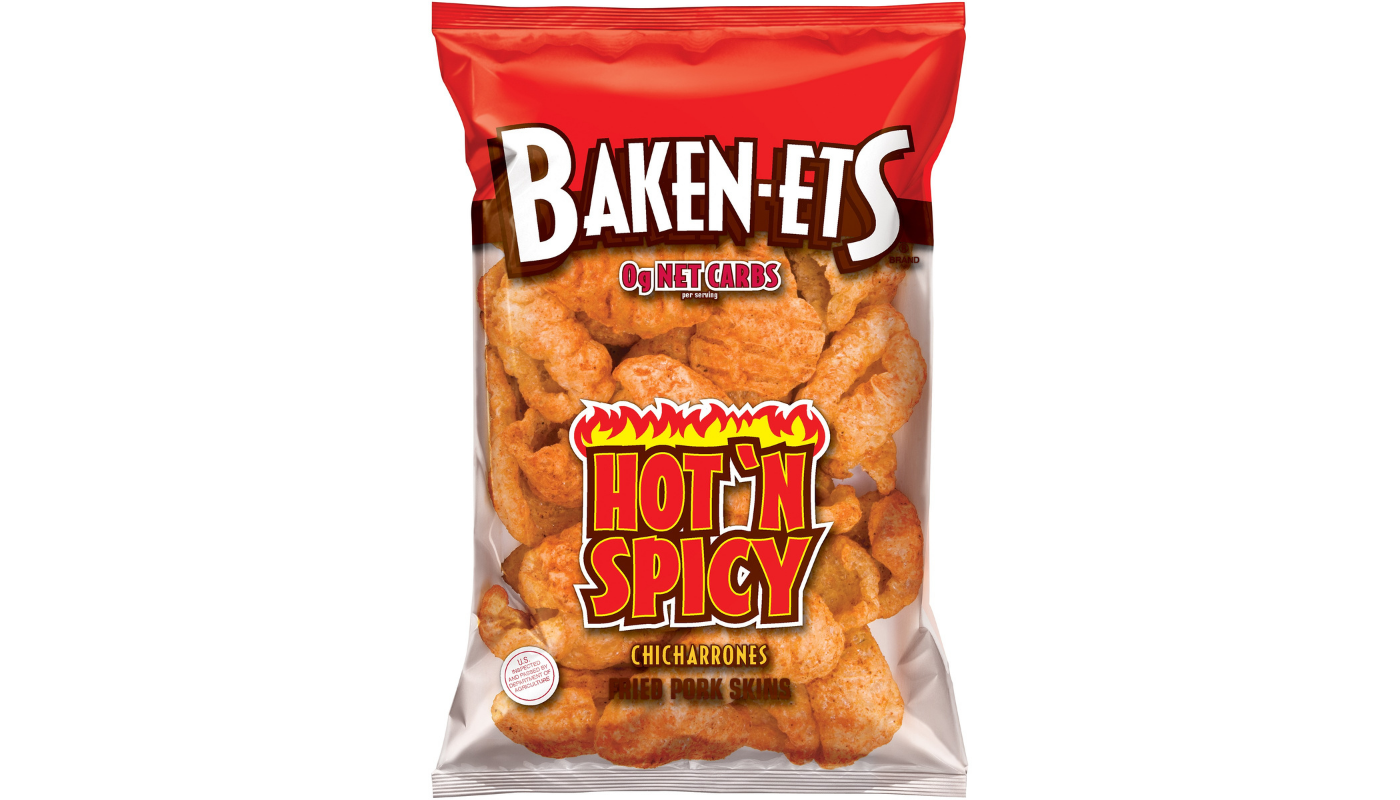 Order Baken-Ets Hot'n Spicy Flavored Fried Pork Skins 1.5oz Bag food online from JR Food Mart store, Camarillo on bringmethat.com