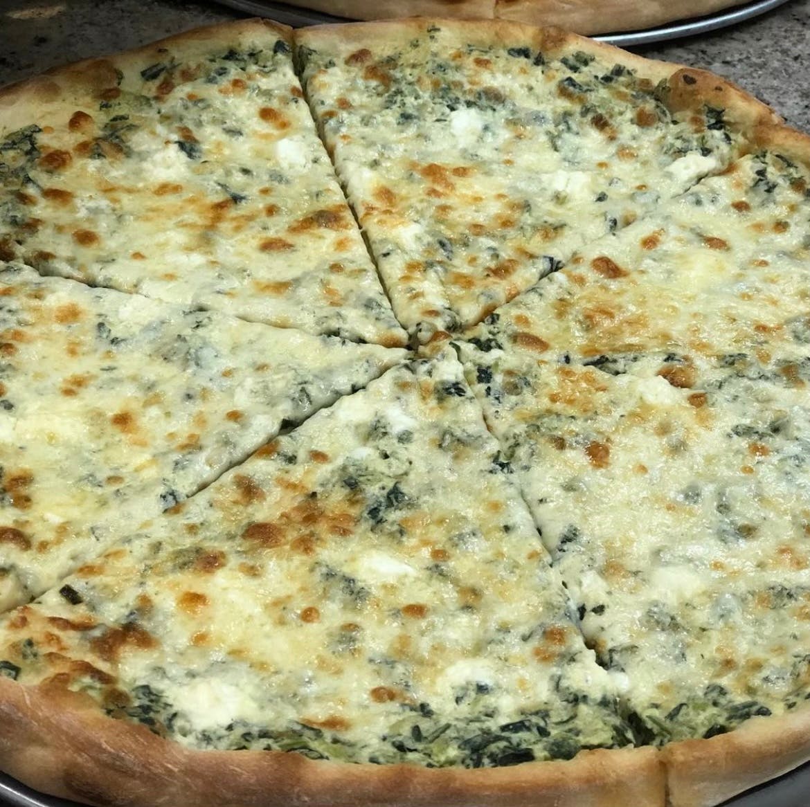 Order Spinach Pizza - Medium 14" food online from Sal's Pizza store, Fond Du Lac on bringmethat.com