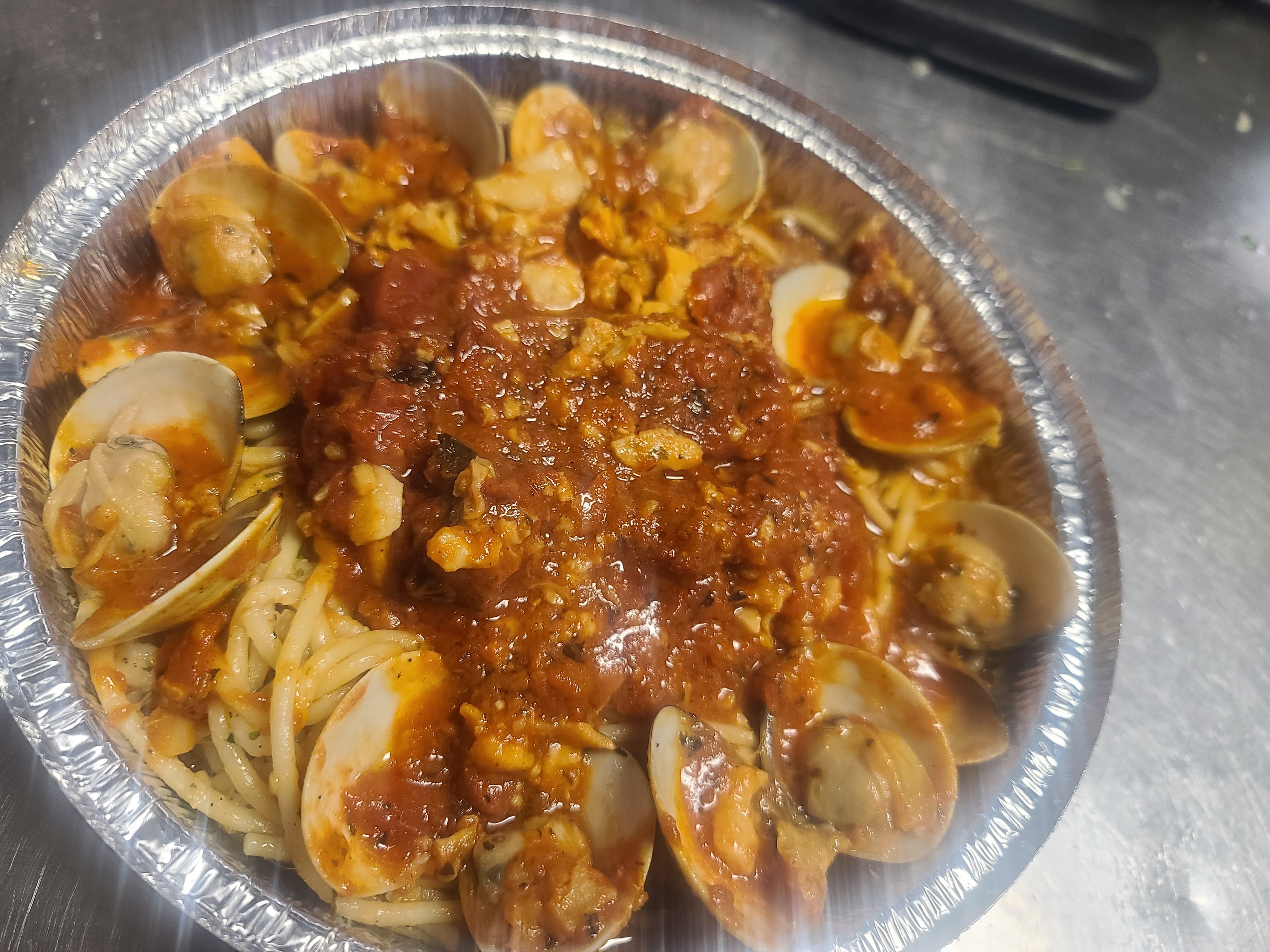 Order Spaghetti with Clams In Red Sauce Lunch - Entree food online from Brother Pizza Pasta & Sub store, Harrisonburg on bringmethat.com