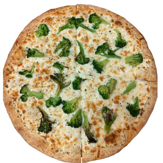 Order White Broccoli Pizza food online from Mac Pizza & Wings store, Richmond on bringmethat.com