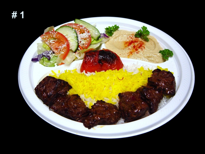 Order Beef Kebab Plate food online from Mediterranean delight store, Glendale on bringmethat.com