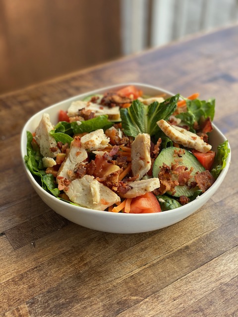 Order Chicken and Bacon Salad food online from Pizanos Pizza store, Reno on bringmethat.com