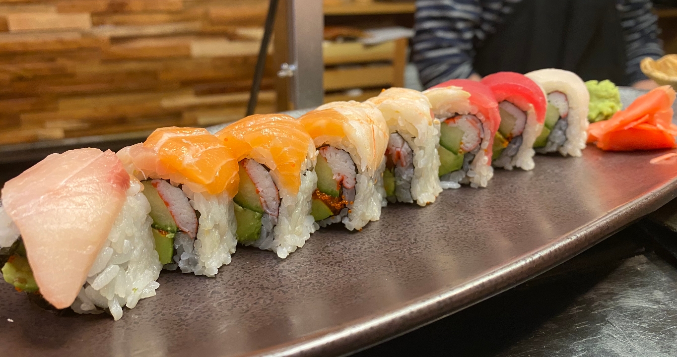 Order Rainbow Roll food online from Sushi Too store, Pittsburgh on bringmethat.com