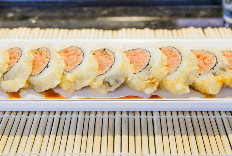 Order T6. Spicy Tuna Tempura Roll food online from Nomura Sushi store, Los Angeles on bringmethat.com