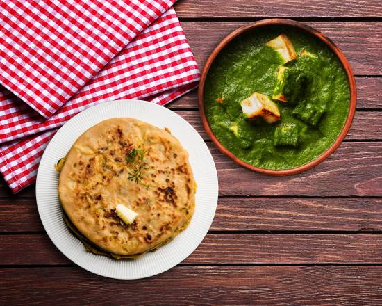 Order Spinach Cottage Cheese & Paratha food online from Bowl-O-India store, Marietta on bringmethat.com
