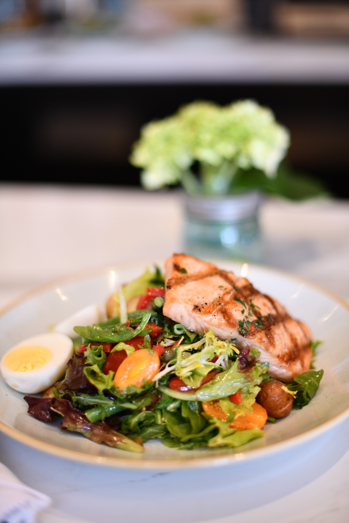 Order Grilled Salmon Nicoise Salad food online from Candor store, La Jolla on bringmethat.com