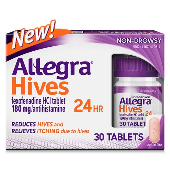 Order Allegra Hives Non-Drowsy Antihistamine Tablets, 24HR Hives Reduction & Itch Relief, 180mg, 30 CT food online from CVS store, FLORENCE on bringmethat.com