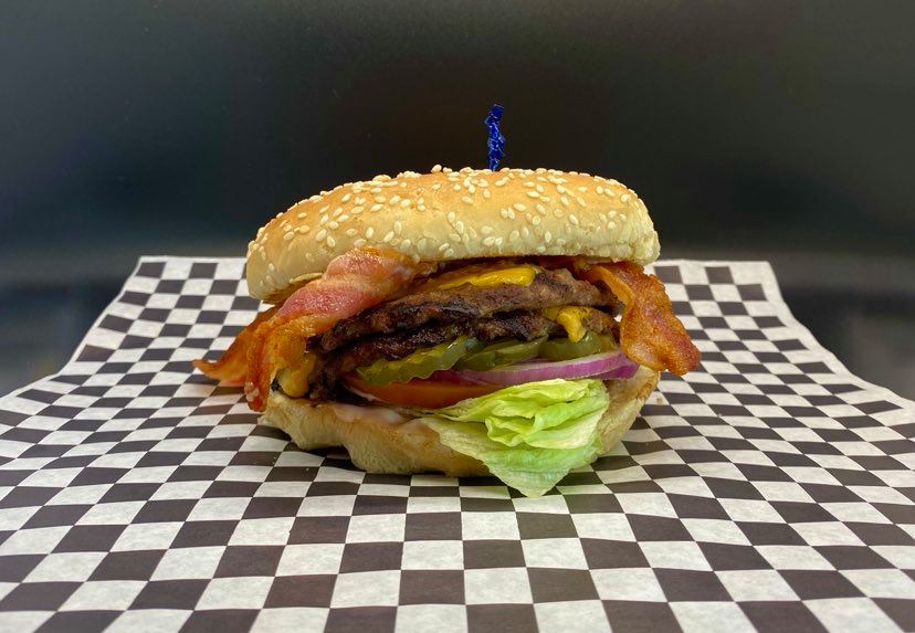 Order Double Bacon Cheese Burger food online from The Workz store, Lancaster on bringmethat.com