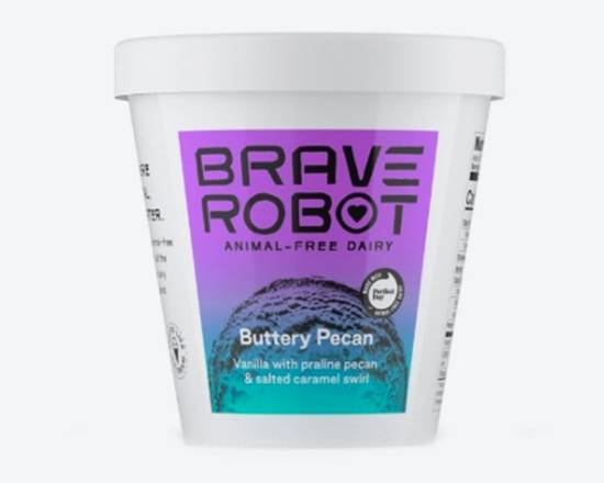 Order Brave Robot - Animal Free Dairy Protein - Buttery Pecan - Pint food online from The Ice Cream Truck store, Santa Cruz on bringmethat.com