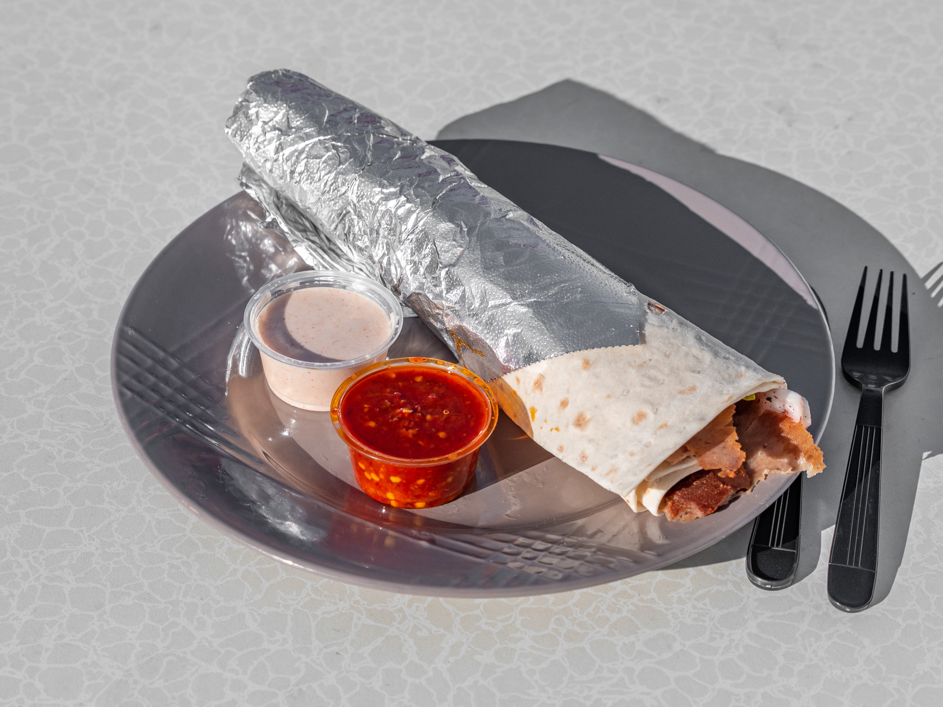 Order 1. Lamb and Beef Gyro Wrap food online from Rumi Kabob store, Vallejo on bringmethat.com