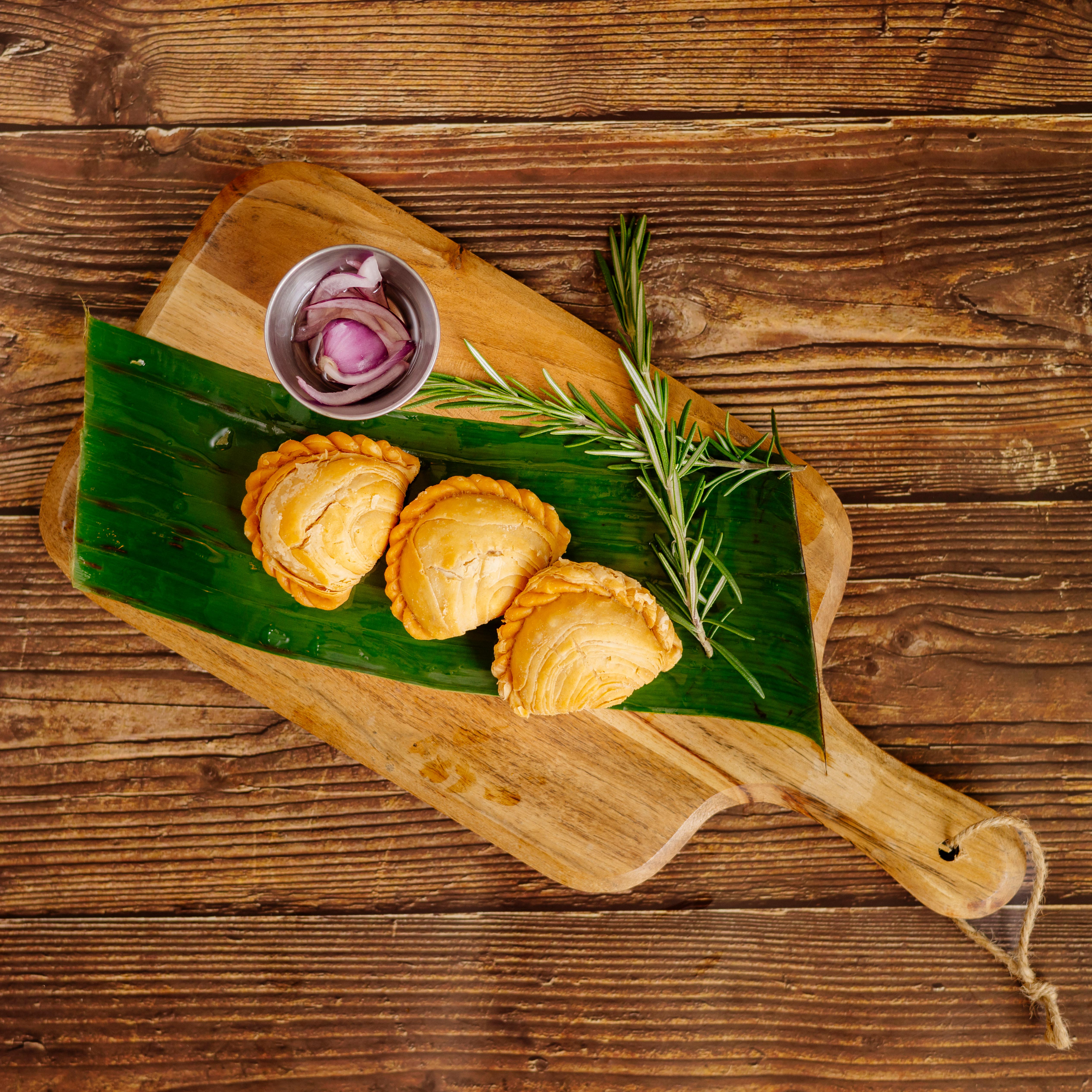 Order Chicken  Curry Puff (3pcs) food online from Herbs Thai Bistro store, New York on bringmethat.com
