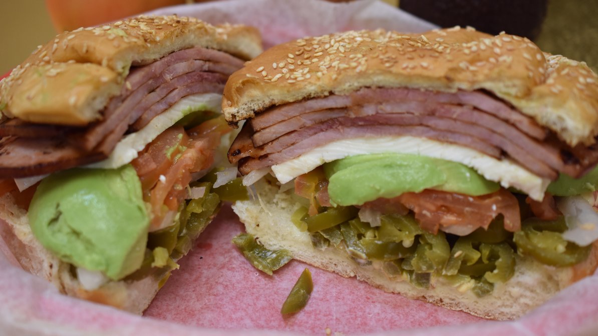 Order Pierna Sandwich food online from Mexico Bakery store, San Jose on bringmethat.com