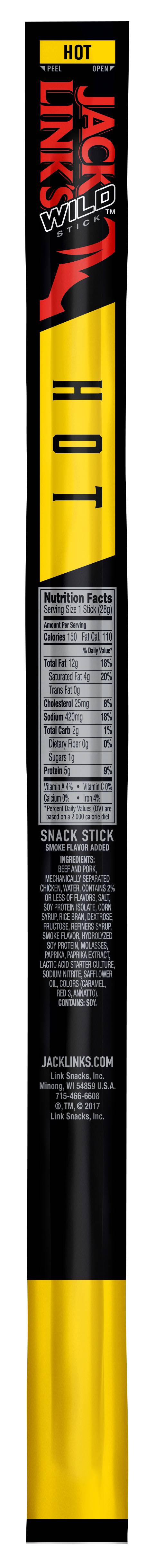 Order Jack Link's Wild Hot Snack Stick (1 oz) food online from Rite Aid store, Eugene on bringmethat.com