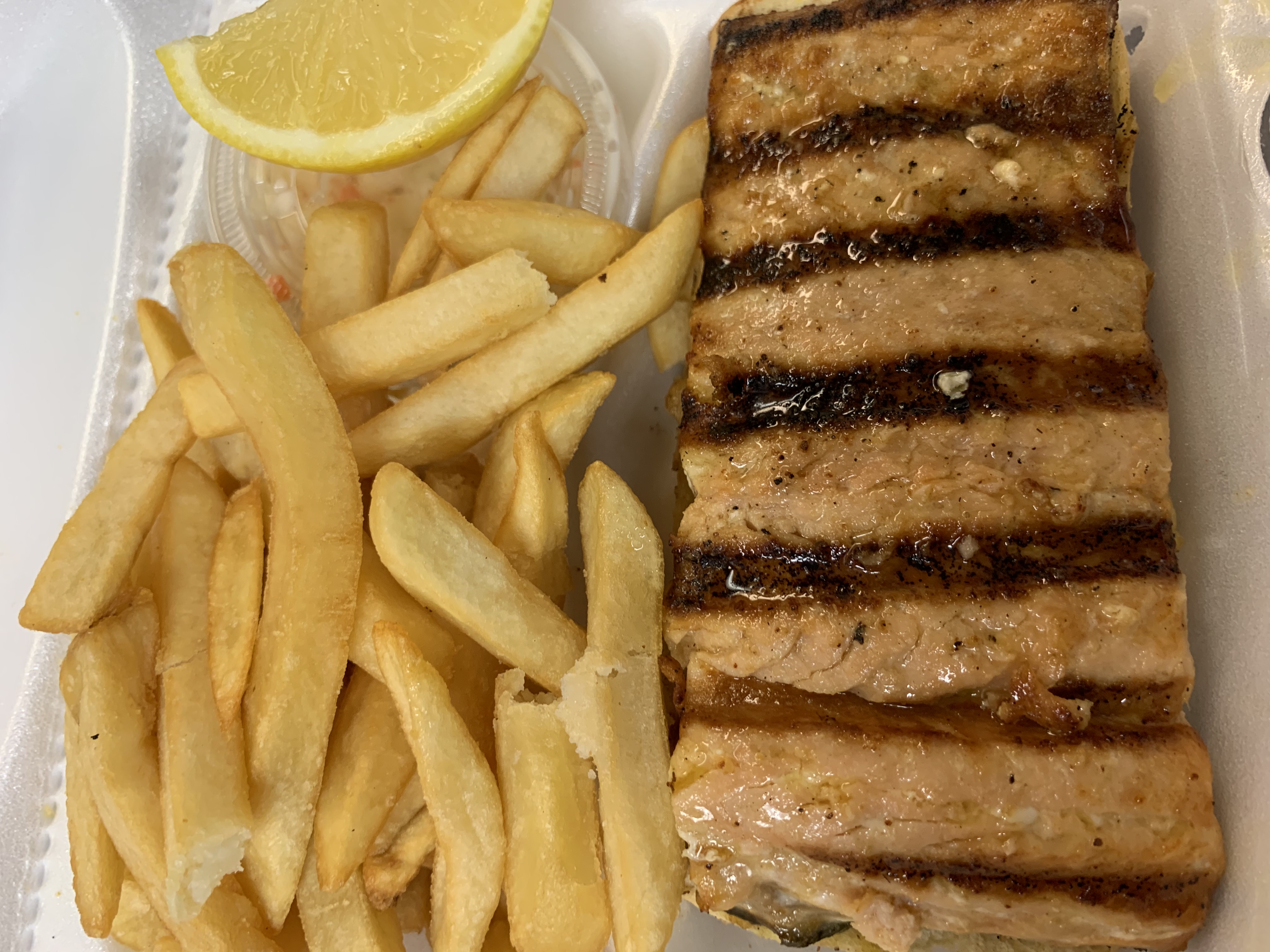 Order 1 Piece Grilled Salmon Fillet Dinner food online from Jj Fish & Chicken store, Forest Park on bringmethat.com