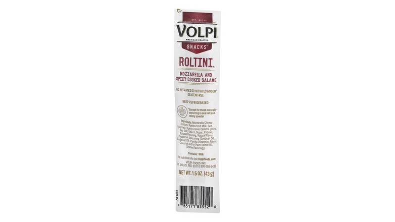 Order Volpi Snacks Roltini Mozzarella And Spicy Cooked Salame food online from Trumbull Mobil store, Trumbull on bringmethat.com