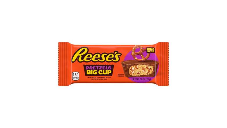 Order Reeses BIG CUP with Pretzels Milk Chocolate Peanut Butter King Size Cups Candy food online from Route 7 Food Mart store, Norwalk on bringmethat.com