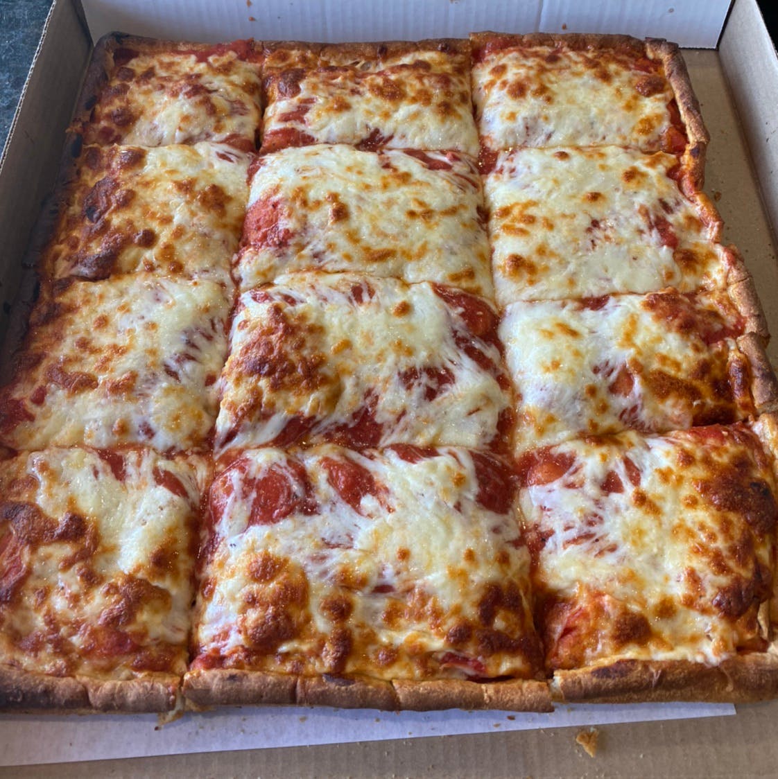Order Traditional Sicilian Cheese Pizza - 12 Cut food online from Michelangelo's Pizza store, East Brunswick on bringmethat.com