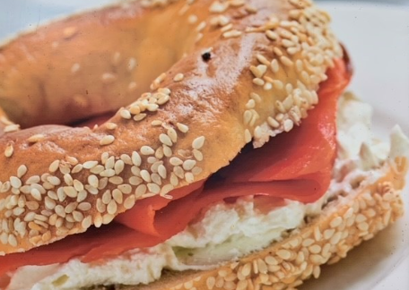 Order Bagel with Fresh Sliced Nova Lox and Cream Cheese food online from Bagel Buffet store, Secaucus on bringmethat.com